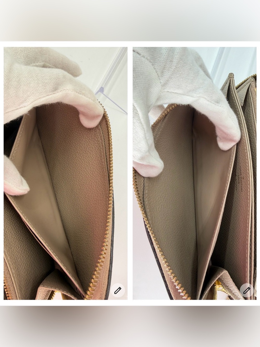 Louis Vuitton Bi Color Empriente Taupe/Cream Monogram Zippy Wallet w/Entrupy COA - Picture 9 of 14